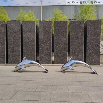 不锈钢镜面海豚雕塑 动物海豚雕塑