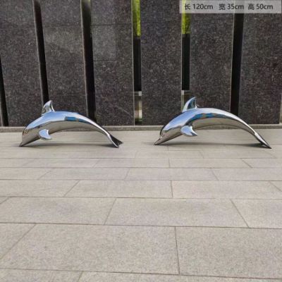 不锈钢镜面海豚雕塑2