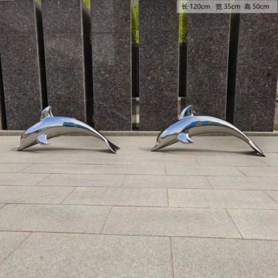 不锈钢镜面海豚雕塑4