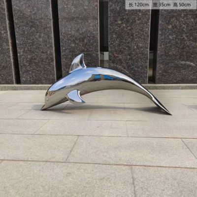 不锈钢镜面海豚雕塑5