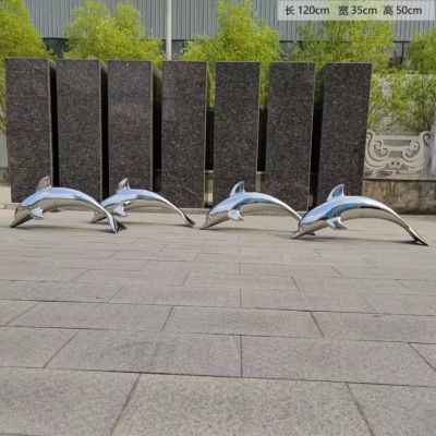 不锈钢镜面海豚雕塑6