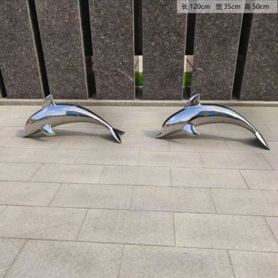 不锈钢镜面海豚雕塑7